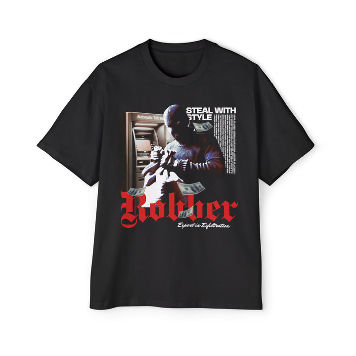 Men's Heavy Oversized Tee - 'Steal with Style' Graphic Tee for Bold Fashion
