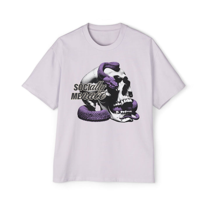 Men's Oversized Tee - Socially Menace Skull Graphic Shirt
