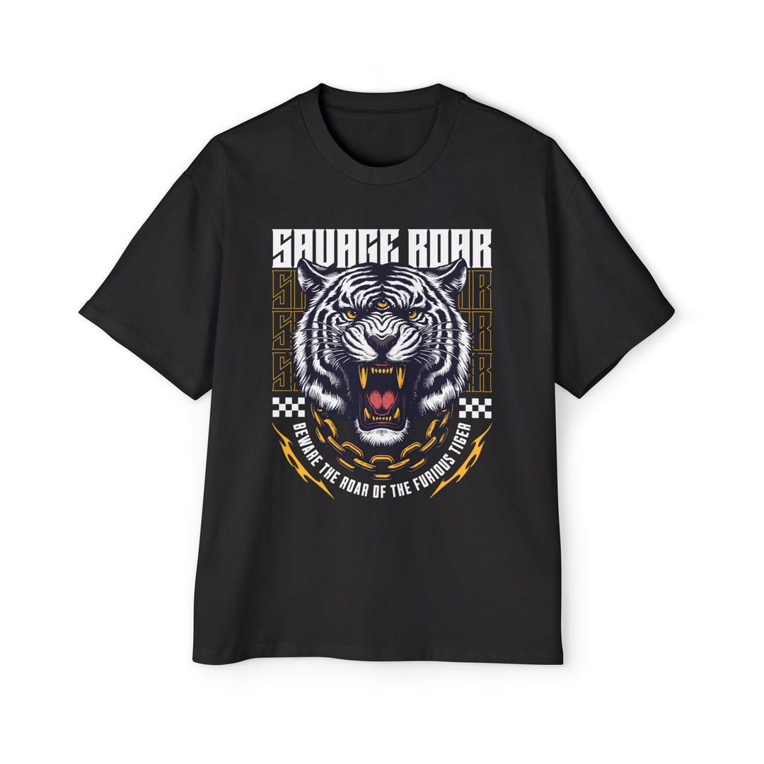 Savage Roar Tiger Graphic Tee - Heavy Oversized Men's Shirt