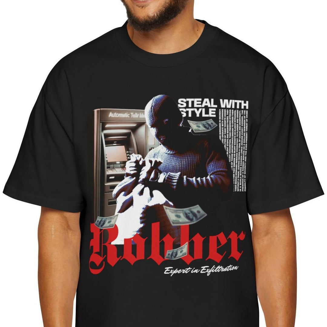 Men's Heavy Oversized Tee - 'Steal with Style' Graphic Tee for Bold Fashion
