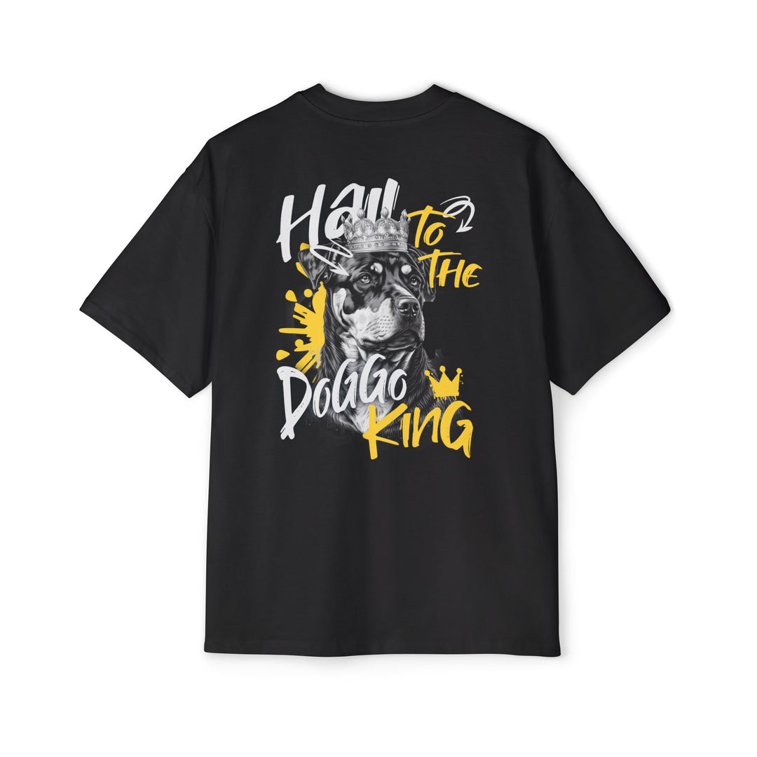 Men's Heavy Oversized Tee - 'Hail to the Doggo King' Pet Lover Shirt