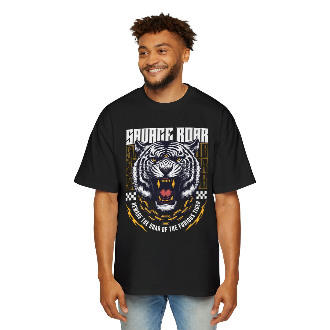 Savage Roar Tiger Graphic Tee - Heavy Oversized Men's Shirt