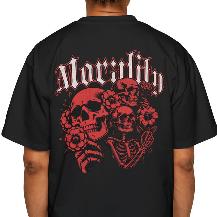 Men's Heavy Oversized Tee - 'Mortality' Graphic Shirt for Bold Fashion Statements