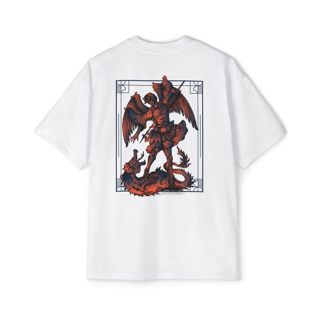 Men's Heavy Oversized Tee - Bold Dragon & Warrior Design