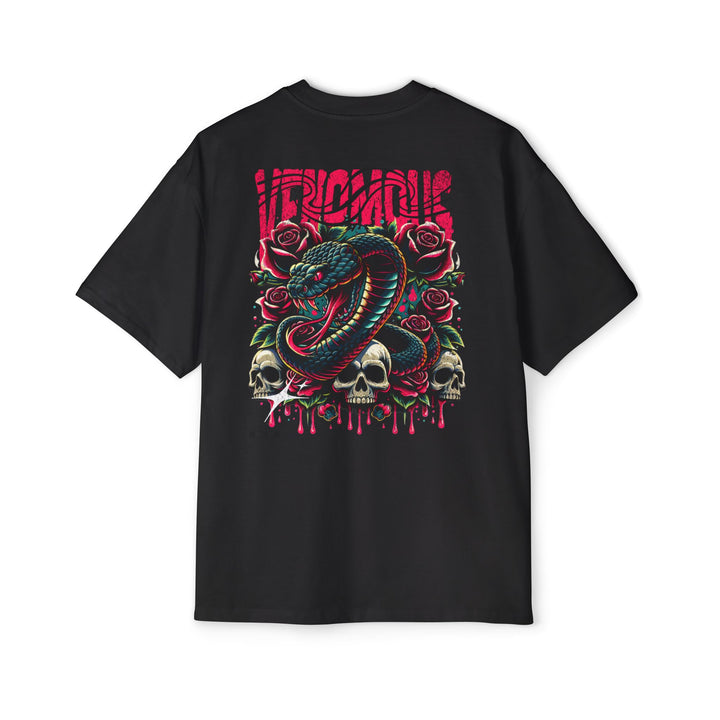 Men's Heavy Oversized Tee - Bold Snake & Rose Graphic T-Shirt