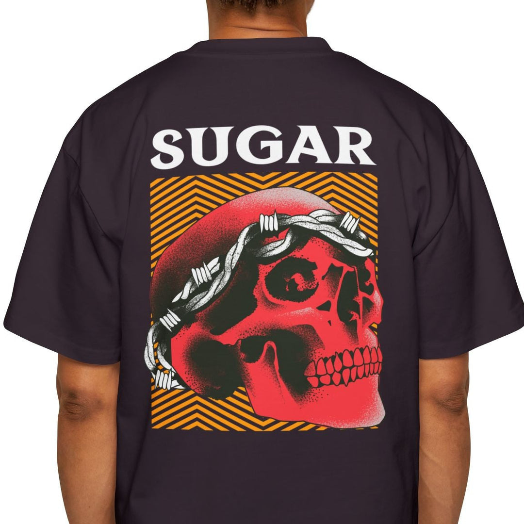 Men's Heavy Oversized Tee with Sugar Skull Design - Trendy Graphic T-Shirt for Casual Wear