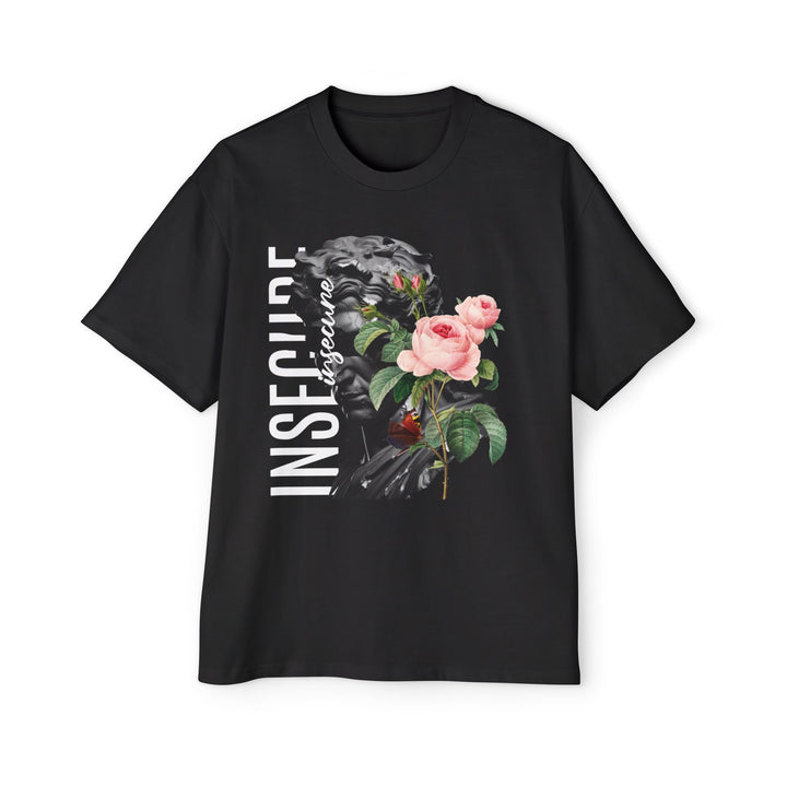 Men's Oversized Tee - 'Insecure' Floral Art Graphic T-Shirt