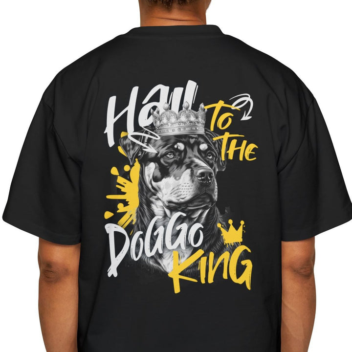 Men's Heavy Oversized Tee - 'Hail to the Doggo King' Pet Lover Shirt