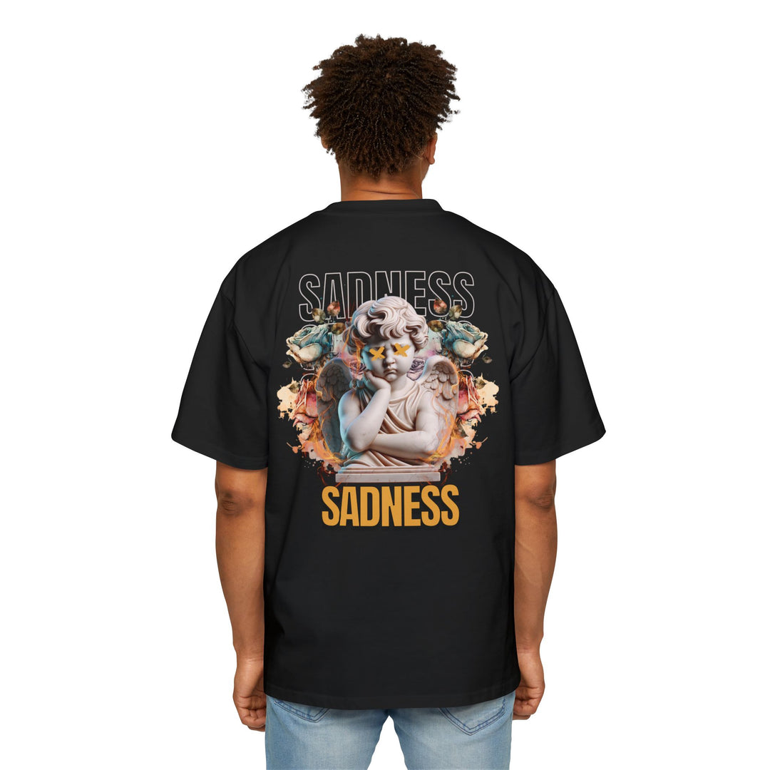 Men's Heavy Oversized Tee - 'Sadness' Graphic Tee for Casual Comfort