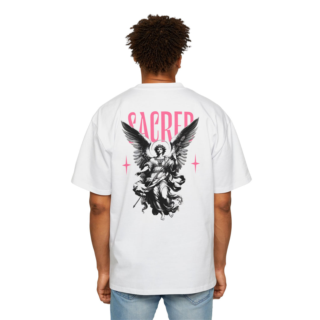 Men's Heavy Oversized Tee - Sacred Angel Graphic T-Shirt