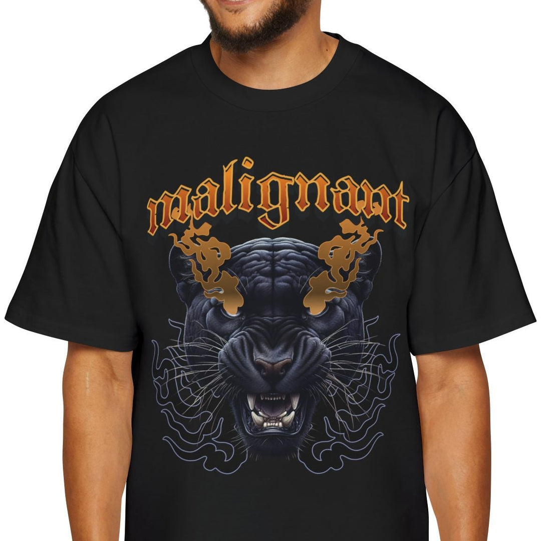 Men's Heavy Oversized Tee - 'Malignant' Graphic Black T-Shirt