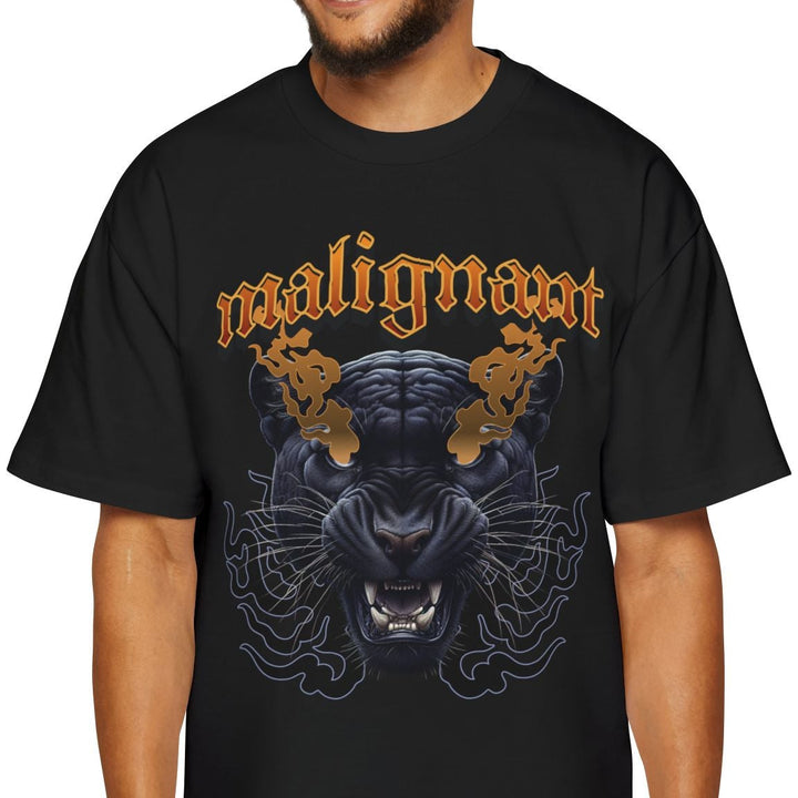 Men's Heavy Oversized Tee - 'Malignant' Graphic Black T-Shirt
