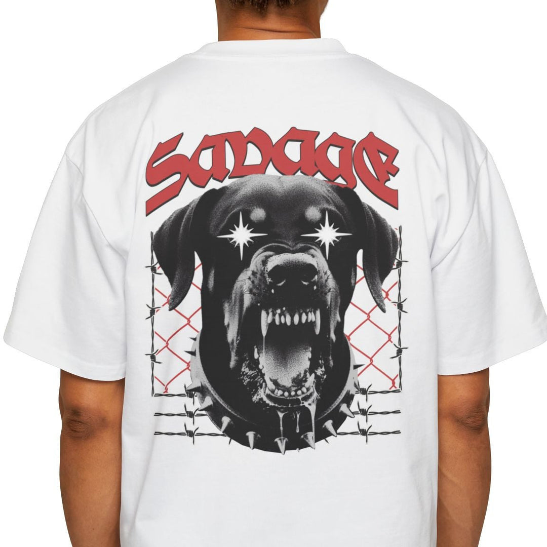 Men's Savage Dog Graphic Oversized Tee - Streetwear Style