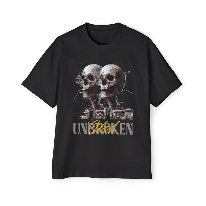 Men's Heavy Oversized Tee - Unbroken Skull Graphic T-Shirt for Streetwear Aficionados