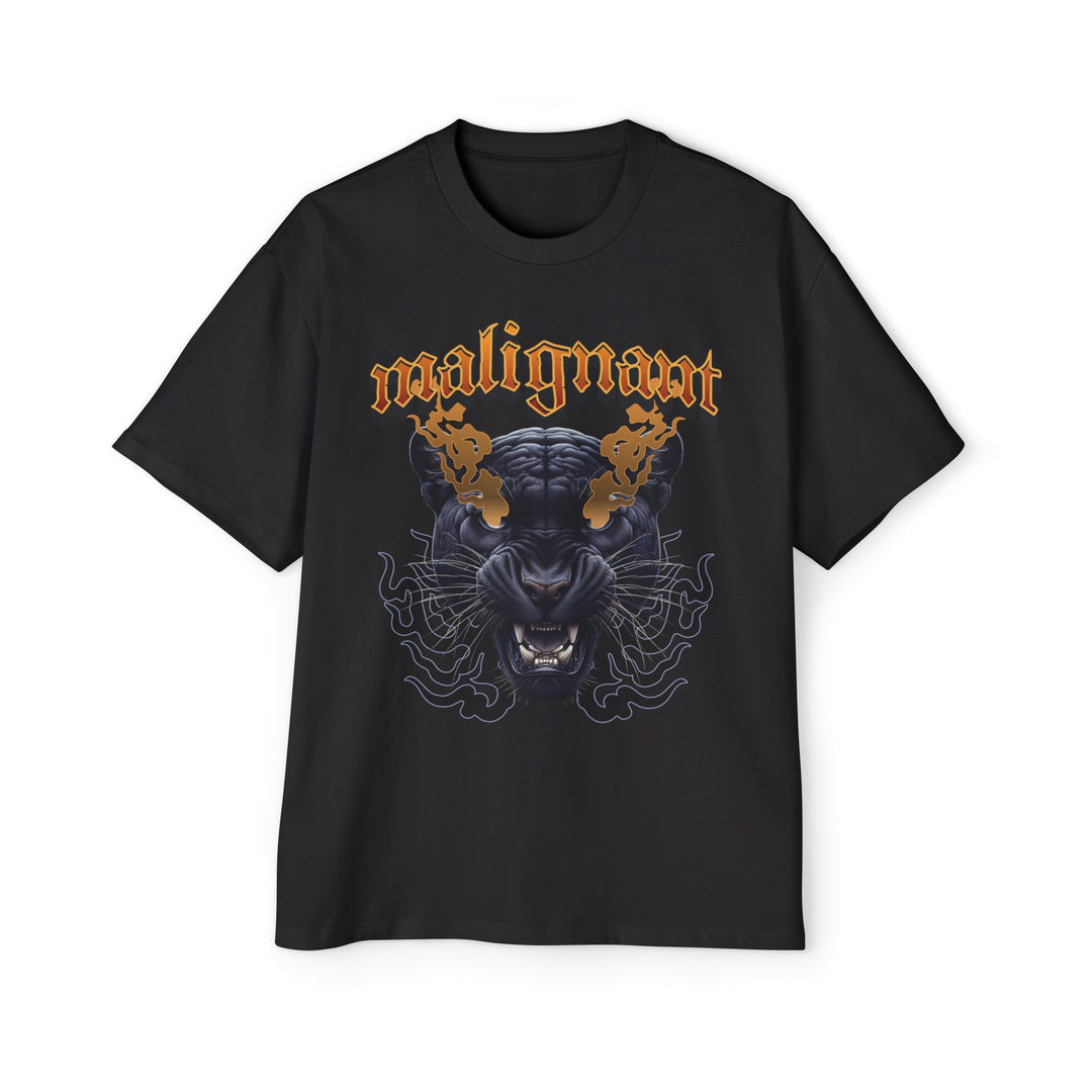 Men's Heavy Oversized Tee - 'Malignant' Graphic Black T-Shirt