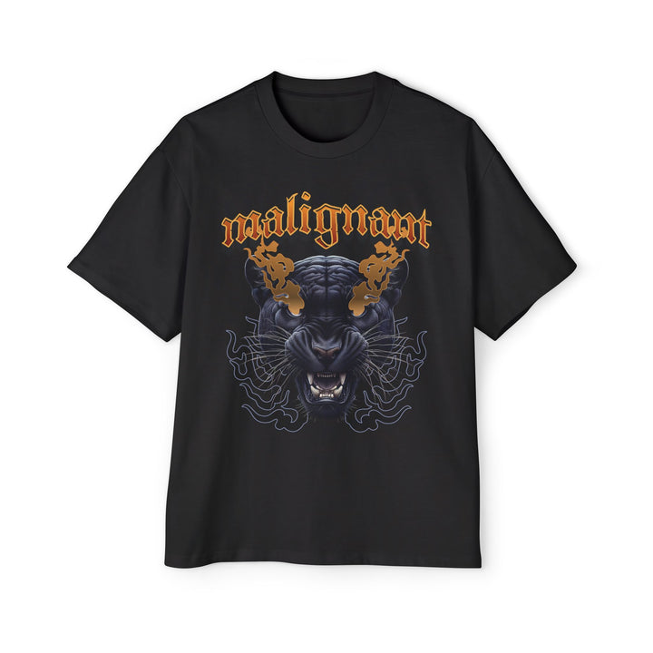 Men's Heavy Oversized Tee - 'Malignant' Graphic Black T-Shirt
