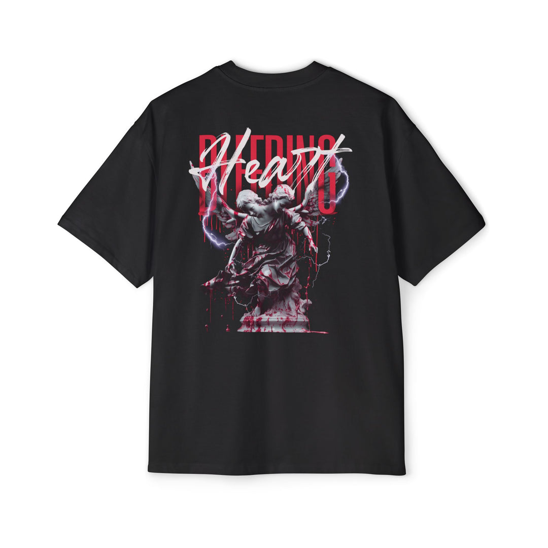Men's Heavy Oversized Tee - Bold Heart Graphic Tee for Casual Style