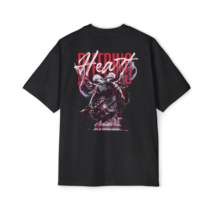 Men's Heavy Oversized Tee - Bold Heart Graphic Tee for Casual Style