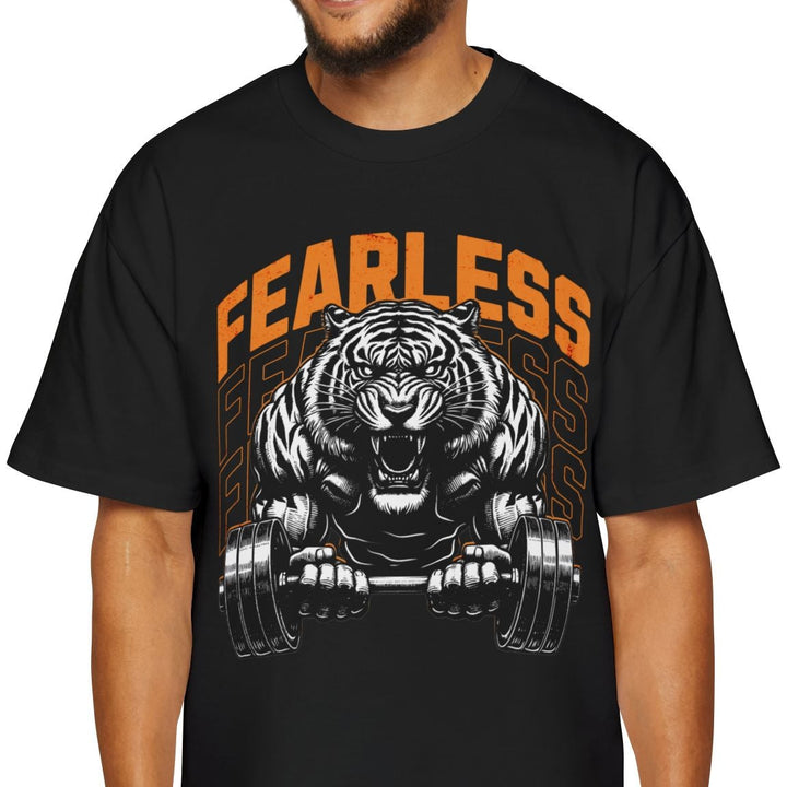 Fearless Tiger Graphic Men's Oversized Tee - Bold Workout Style