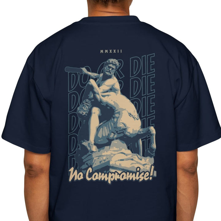 No Compromise! Men's Heavy Oversized Tee - Statement Graphic Tee for Casual Style