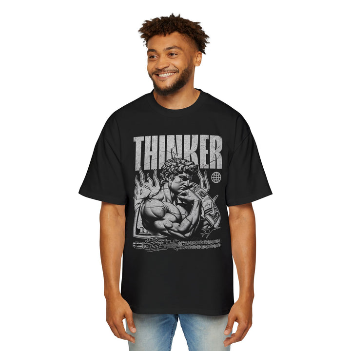 Men's Heavy Oversized Tee - 'Thinker' Graphic Tee for Stylish Comfort