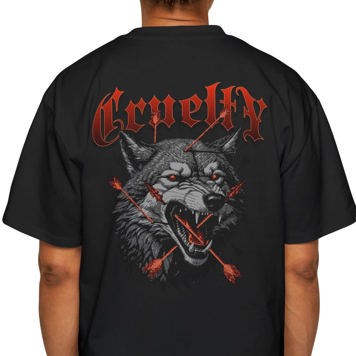 Men's Heavy Oversized Tee with Fierce Wolf Graphic - Perfect for Casual Wear and Gifting