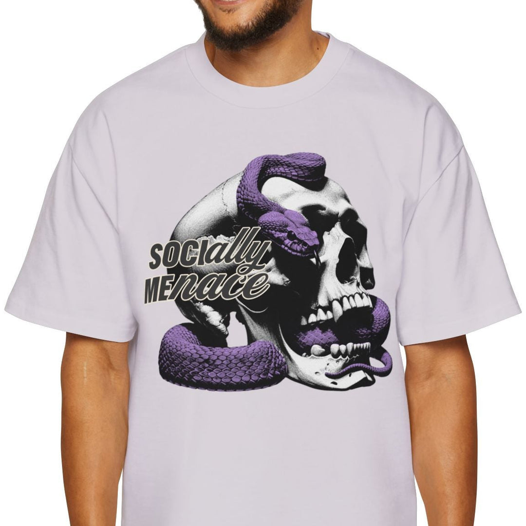 Men's Oversized Tee - Socially Menace Skull Graphic Shirt
