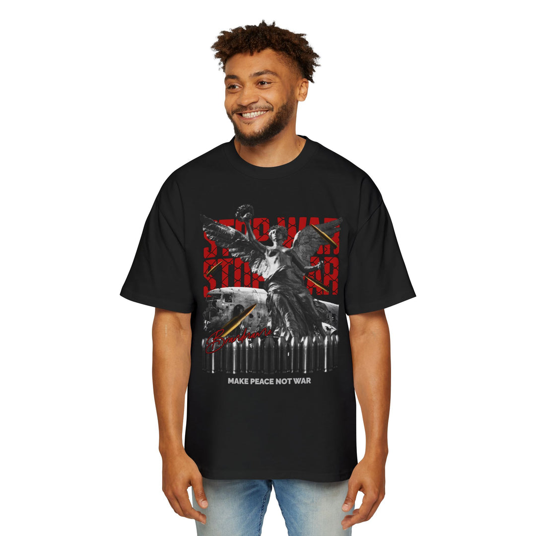 Men's Oversized Graphic Tee - "Make Peace Not War" Statement Shirt