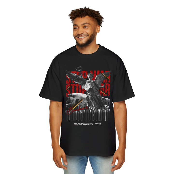 Men's Oversized Graphic Tee - "Make Peace Not War" Statement Shirt