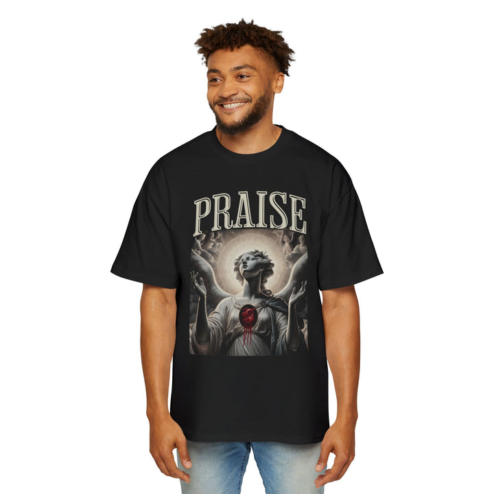 Men's Heavy Oversized Tee - 'Praise' Graphic T-Shirt for Comfort and Style