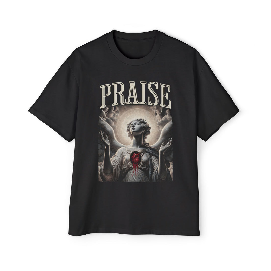 Men's Heavy Oversized Tee - 'Praise' Graphic T-Shirt for Comfort and Style