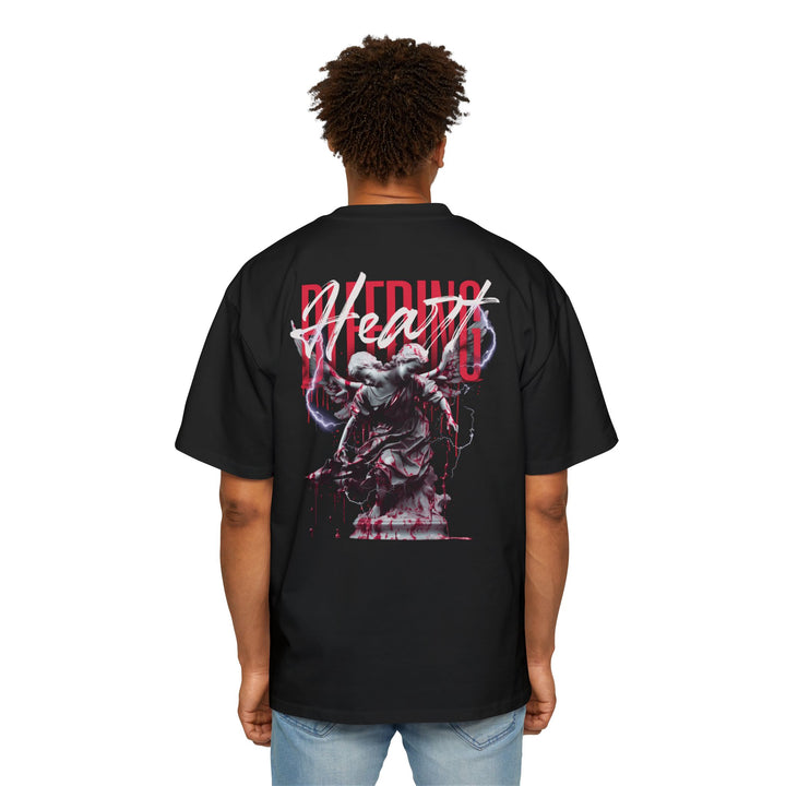 Men's Heavy Oversized Tee - Bold Heart Graphic Tee for Casual Style