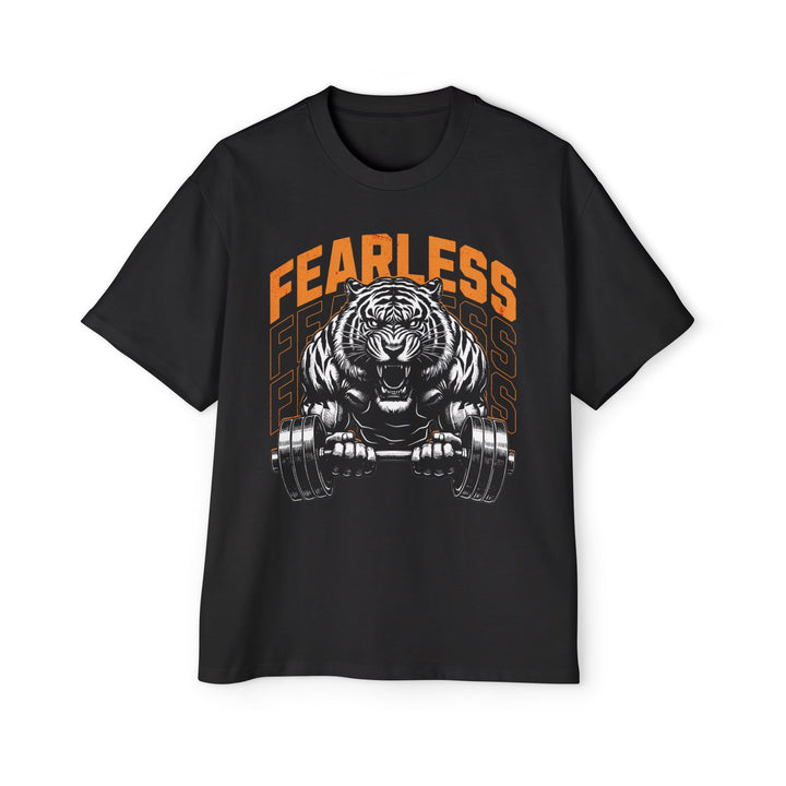 Fearless Tiger Graphic Men's Oversized Tee - Bold Workout Style