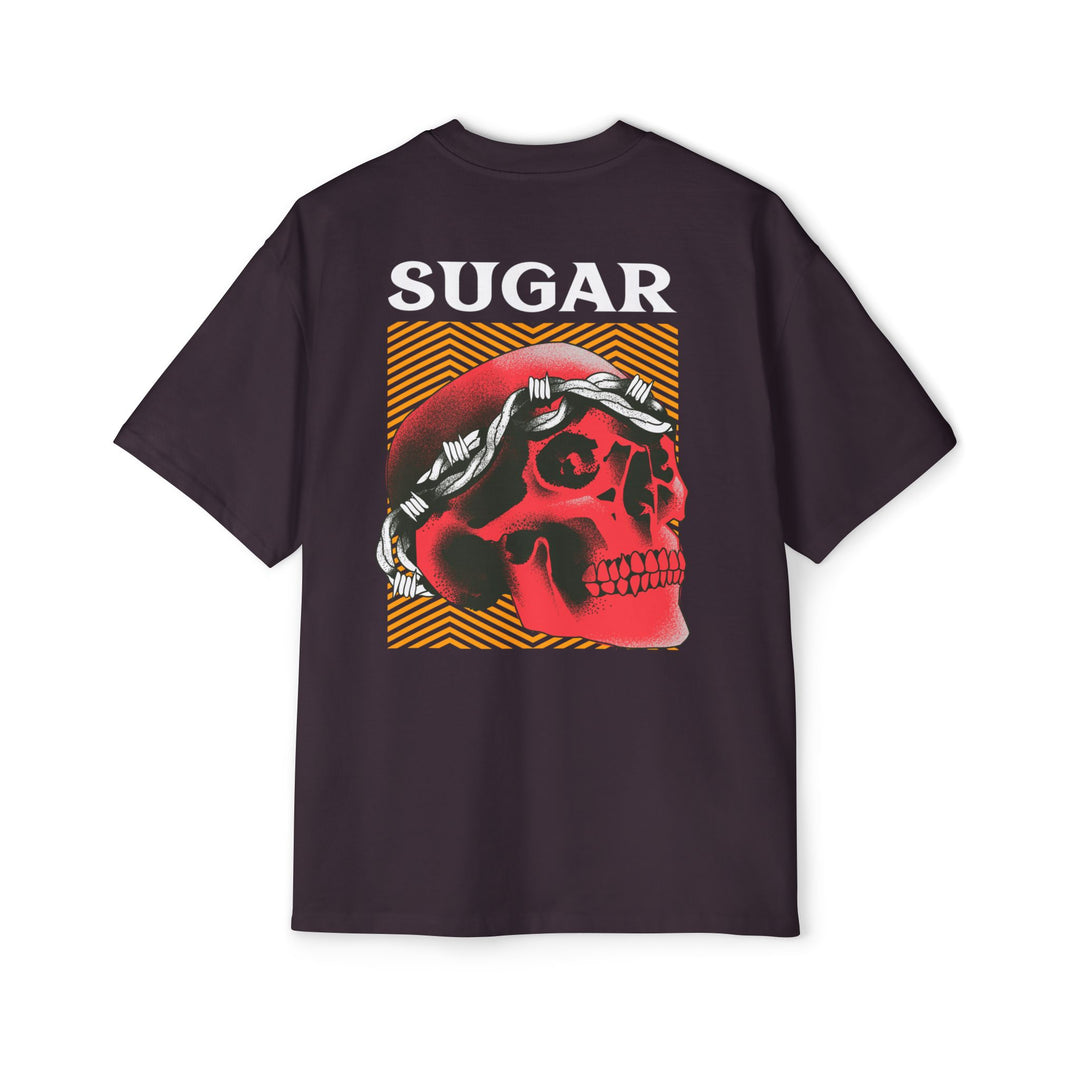 Men's Heavy Oversized Tee with Sugar Skull Design - Trendy Graphic T-Shirt for Casual Wear