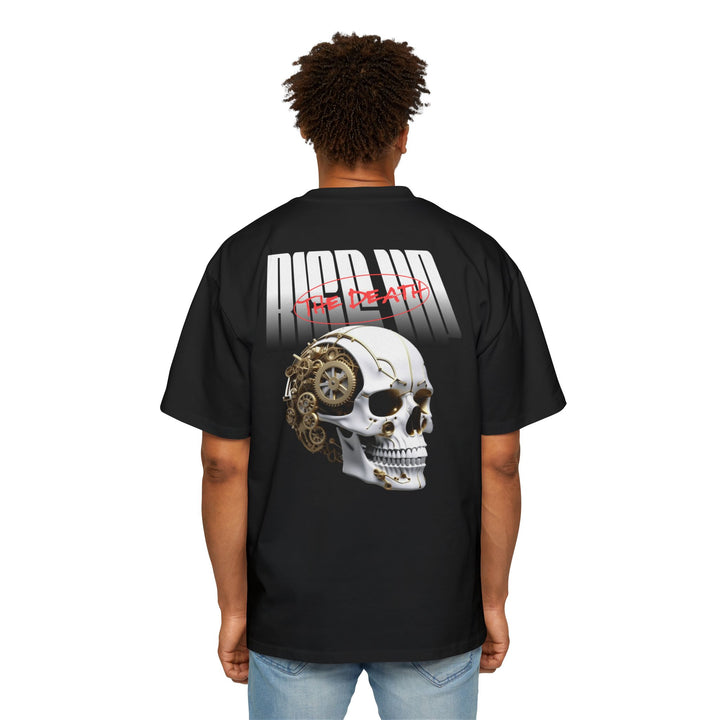 Men's Heavy Oversized Tee - 'Ride or Die' Skull Graphic T-Shirt