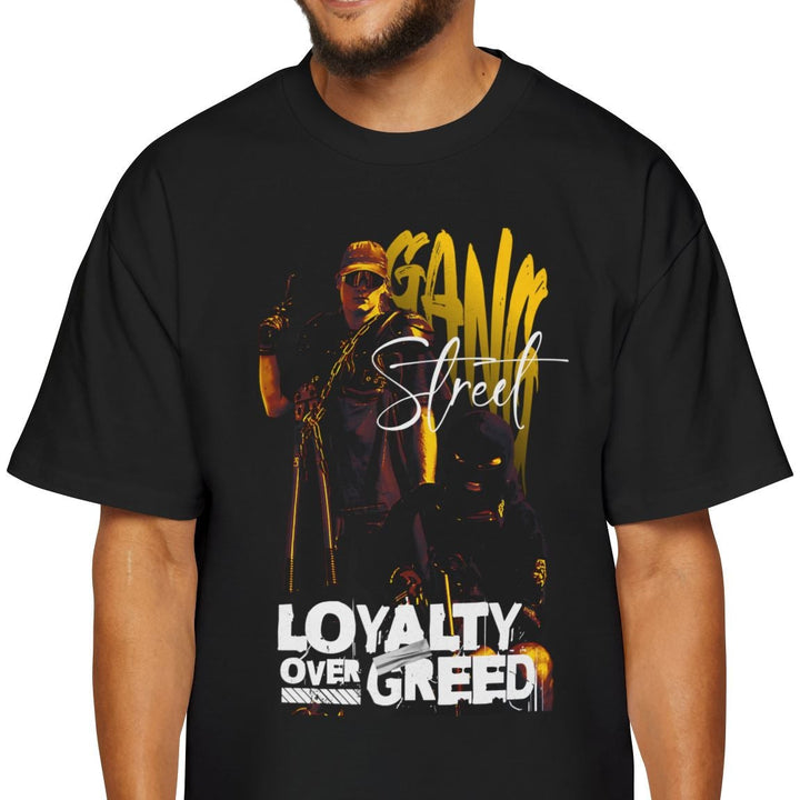 Men's Heavy Oversized Tee - 'Loyalty Over Greed' Urban Style Tee