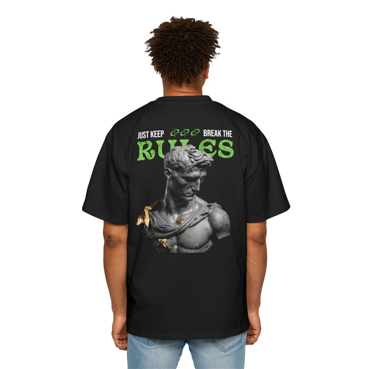 Men's Oversized Tee - 'Just Keep Breaking the Rules' Graphic T-Shirt