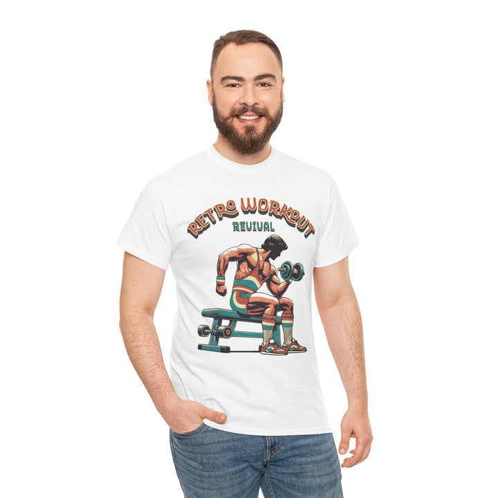 Retro Workout Unisex Heavy Cotton Tee - Fitness Apparel for Gym Lovers