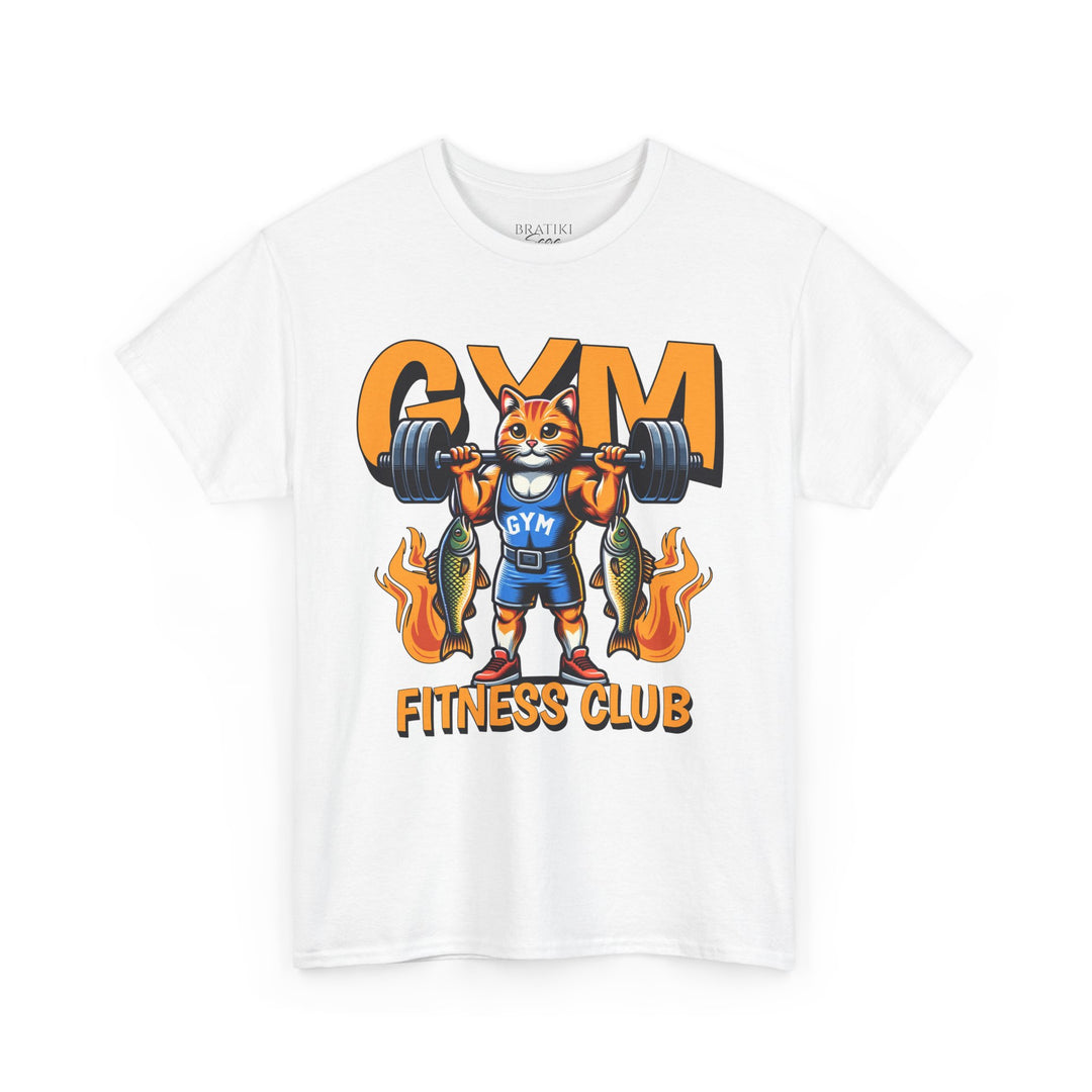 Gym Fitness Club Cat Unisex Heavy Cotton Tee