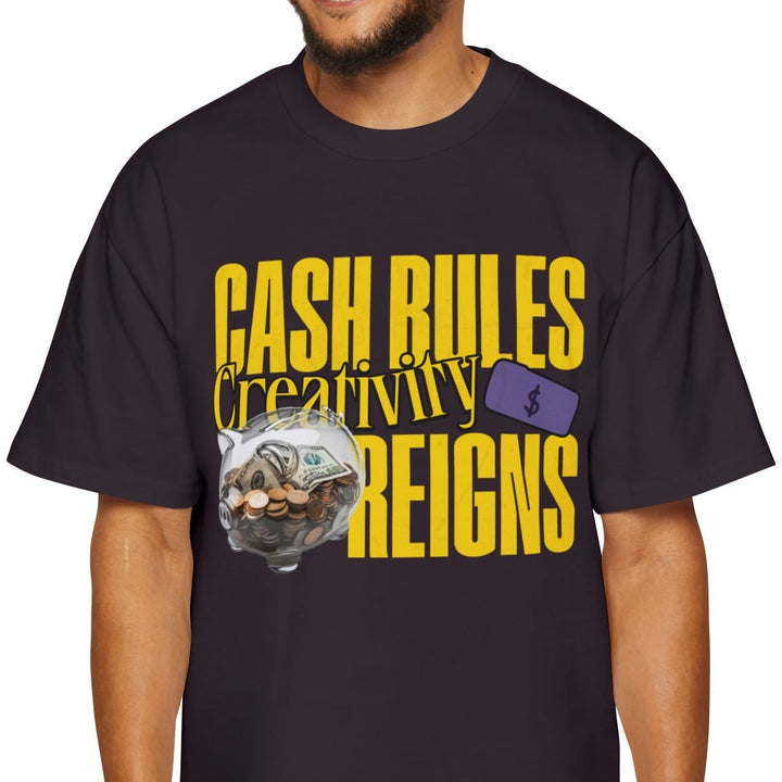 Men's Heavy Oversized Tee - 'Cash Rules Creativity Reigns' Graphic Tee