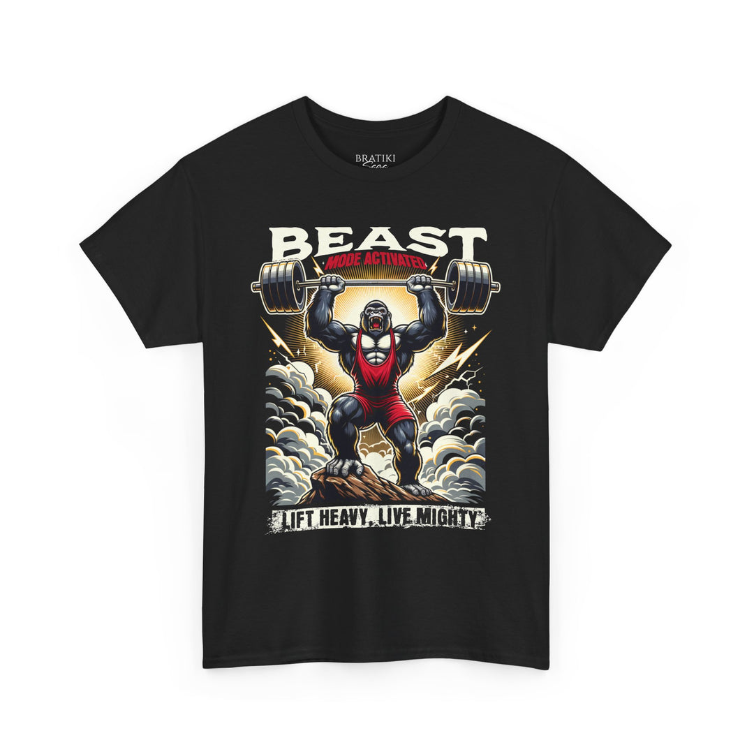 Beast Mode Heavy Cotton Tee - Lift Heavy, Live Mighty Fitness Shirt