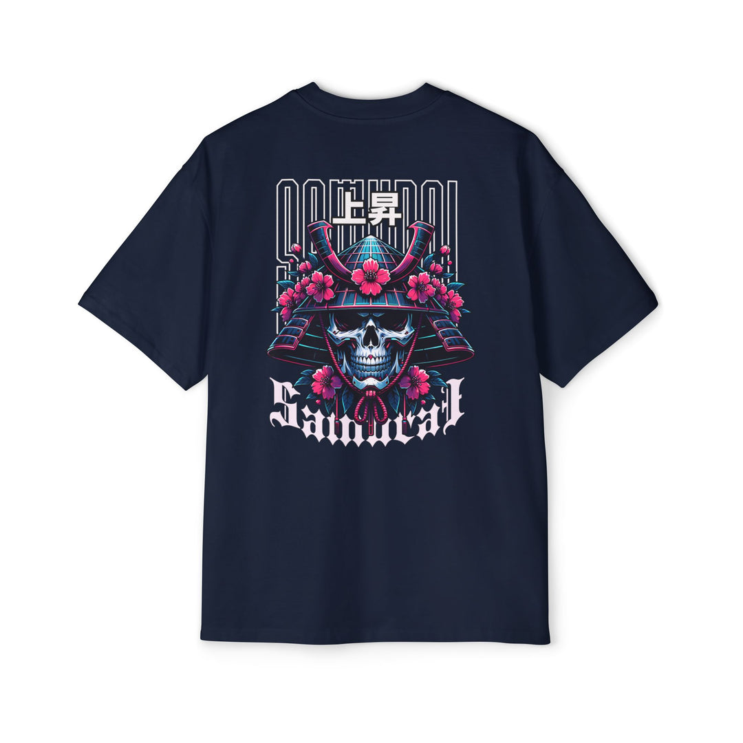 Sakura Skull Samurai Tee - Men's Oversized Heavyweight Shirt