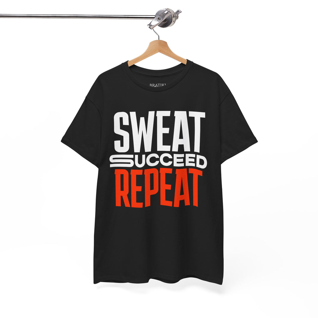 Motivational Unisex Heavy Cotton Tee - 'SWEAT SUCCEED REPEAT'
