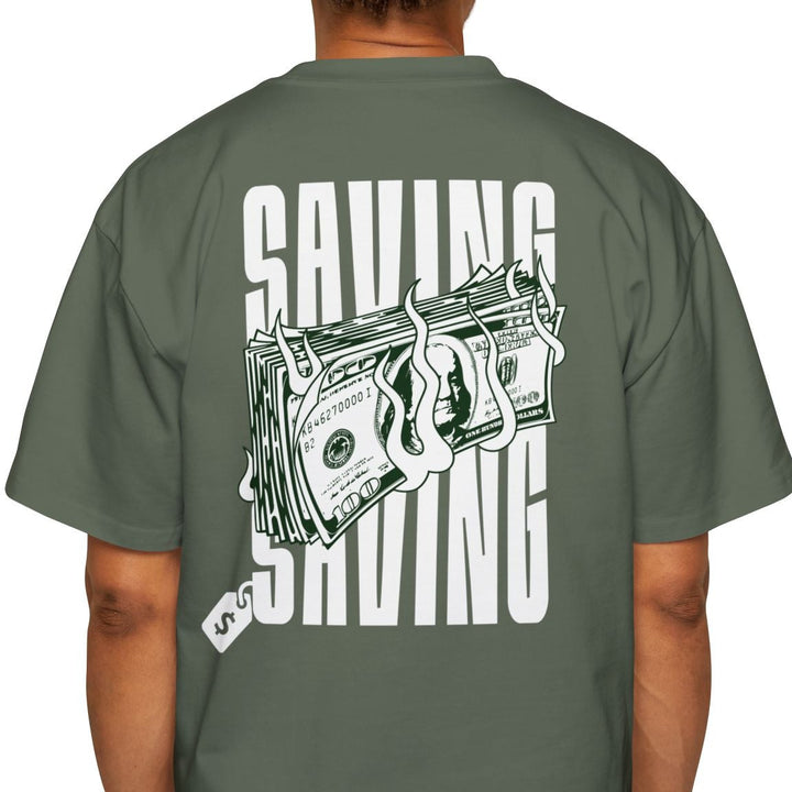 Men's Heavy Oversized Tee - 'Saving' Graphic Tee for Casual Comfort