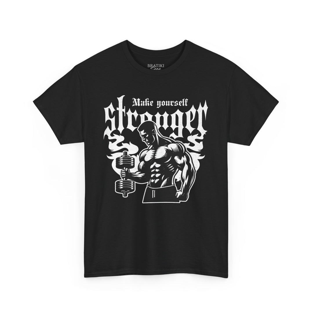 Muscle Motivation Unisex Heavy Cotton Tee - 'Make Yourself Stronger' Gym Shirt