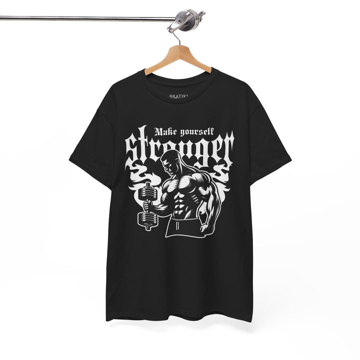 Muscle Motivation Unisex Heavy Cotton Tee - 'Make Yourself Stronger' Gym Shirt