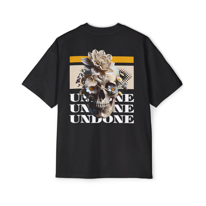 Men's Heavy Oversized Tee - Skull and Floral Design, Casual Streetwear