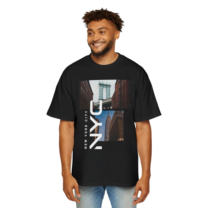 Men's Oversized Graphic Tee - Urban Cityscape Design
