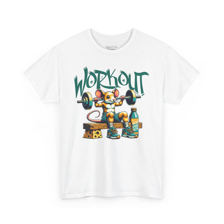 Workout Mouse Unisex Heavy Cotton Tee - Fun Fitness Apparel