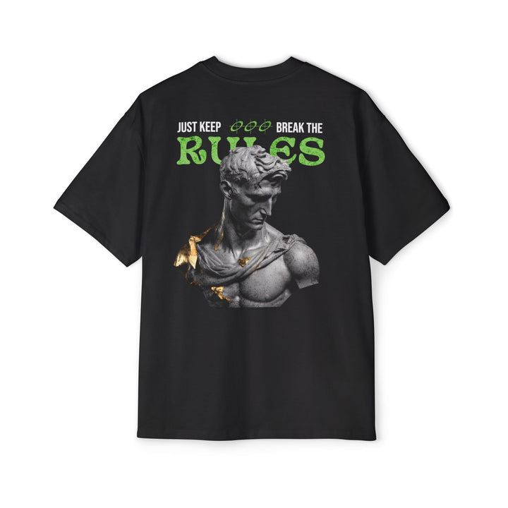 Men's Oversized Tee - 'Just Keep Breaking the Rules' Graphic T-Shirt